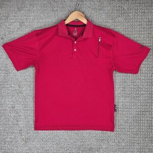 Scottevest Men Red TEC Short Sleeve Polo Shirt Zipper Pocket Size Medium